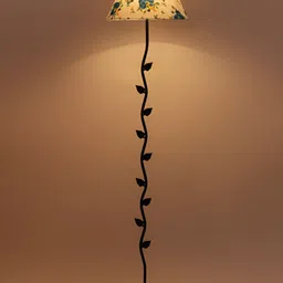 Devansh Black & White Printed Cotton Floor Lamp With Shade image 2