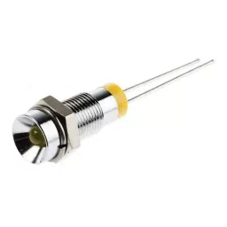 RS PRO Yellow Panel Mount Indicator 2V DC, Mounting Hole Size 6 mm, Termination Type Lead Pin, Model No 211825-10