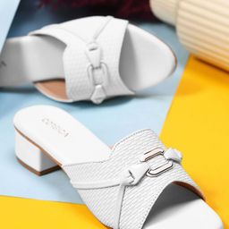 CORSICA Textured Block Sandals with Buckles-47