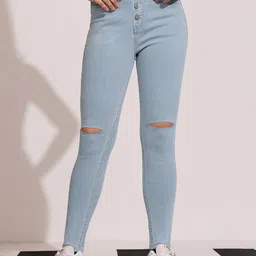 DOLCE CRUDO Women Skinny Fit High-Rise Highly Distressed Heavy Fade Stretchable Jeans-picture-49
