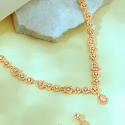 ORANGENYSHA Gold-Plated American Diamond & Cubic Zirconia-Studded Jewellery Set-picture-1