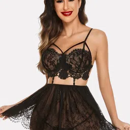 Hypestitch Net Baby Doll with Asymmetric-picture-10