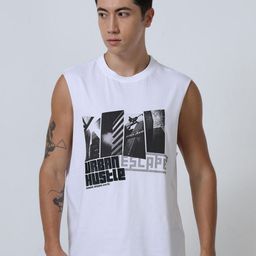Espanshe Graphic Printed Sleeveless Pure Cotton Gym Vest-35