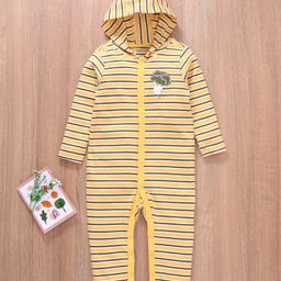 Babyoye Eco conscious 100% Cotton With Eco-Jiva Finish Full Sleeves Striped & Veggies Printed Sleepsuit - Multicolour-picture-33