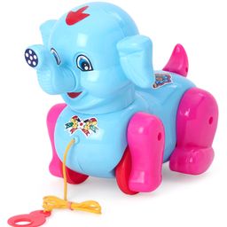 United Agencies Gear Pull Along Elephant Toy - blue & pink-91