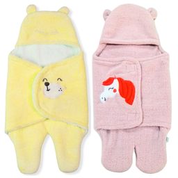Brandonn Flannel Hooded Wearable Blanket Unicorn Patch Pack of 2 - Yellow, Pink-image-44