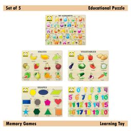 Mindmaker Wooden Puzzle Without Knobs Educational and Learning Toy for Kids (Set of 5 Puzzles)-12