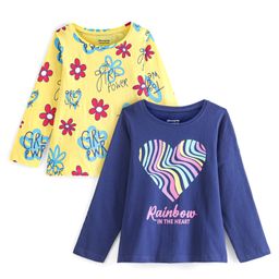 Honeyhap Premium Cotton Full Sleeves Floral Print T-Shirt with Bio Finish Pack of 2 - Gold Finch & Navy Peony-picture-8