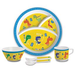 Cello Kidzbee Trioplate Feeding Set of 5 Dino Print - Yellow-picture-10