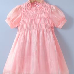 Kookie Kids Half Sleeves Solid Color Frock - Pink-picture-41