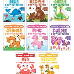 Vibrant Adventures Colouring Books, Blue, Brown, Red, Purple & more, Set of 8 Books - English-98