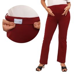Mama & Bebe Spandex Knit Solid Four Way Stretch Flexible Fit Maternity Pants - Maroon-image-86