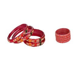 SOMIL Set Of 8 Multi Glass Artificial Stones and Beads Bangles-image-90