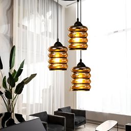 KINIS Brown & Black Glass Textured Cylinder Shaped Ceiling Lamp-10
