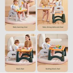 fab n funky Multifunctional 3 In 1 High Chair & Table For Toddler With Backrest & Plate Adjustment & Wheels - Green image 4