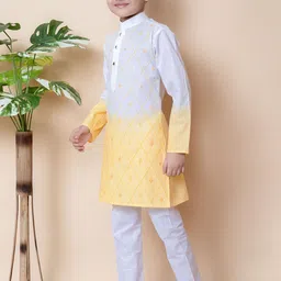 NFC CREATION Boys Ombre Embroidered Regular Thread Work Pure Cotton Kurta with Pyjamas image 4