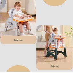 fab n funky Multifunctional 3 In 1 High Chair & Table For Toddler With Backrest & Plate Adjustment & Wheels - Green image 5