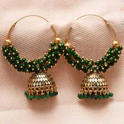 Anouk Gold-Plated Beaded Dome Shaped Hoop Earrings-image-7