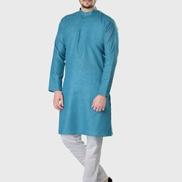 SHIWAM ETHNIX Men Blue Kurta with Pyjamas-image-45
