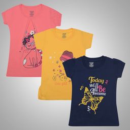 Girls Pack Of 3 Graphic Printed T-shirts-image-48