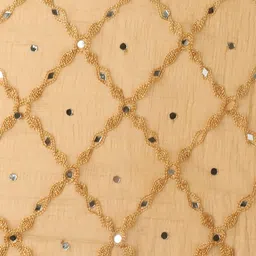 Dupatta Bazaar Beige & White Ethnic Motifs Embroidered Dupatta with Mirror Work image 5