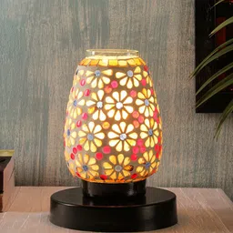 Devansh White & Red Mosaic Table Lamp With Lamp image 4