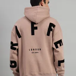 GRIFFEL Men Typography Printed Hood Pullover Sweatshirt-image-30