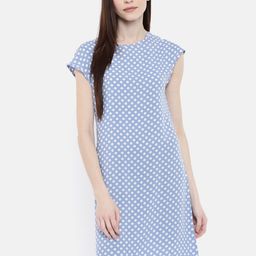 Bareblow Women Blue Printed Sheath Dress-image-82