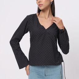 CORSICA Polka Dot Crepe Wrap Top-image-44
