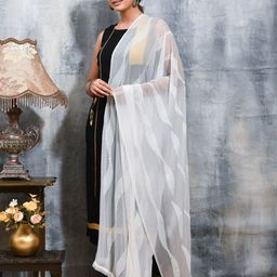 swatika White net Embroidered Dupatta image 3