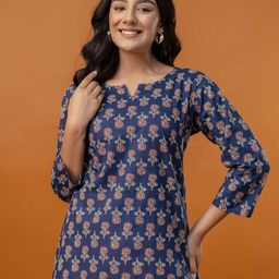 FERANOID Women Floral Printed V-Neck Pure Cotton Kurti-picture-50