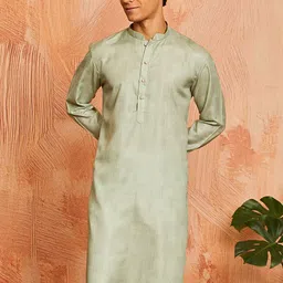 VASTRAMAY Striped Embroidered Kantha Work Mandarin Collar Straight Kurta-picture-12