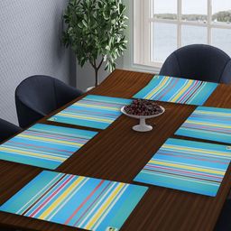 Aura 6Pcs Blue & Yellow Striped Table Placemats-39