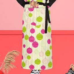 ArtzFolio Black & Green Printed Cotton Waist Apron-image-55