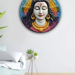 OLIVE TREE Blue & White Lord Shiva Wooden Wall Hangings-image-8