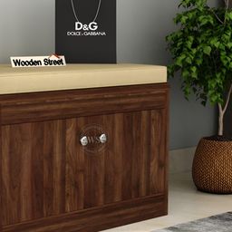 WOODEN STREET Brown & Beige 2-Layers Wooden Shoe Rack With Seating-31