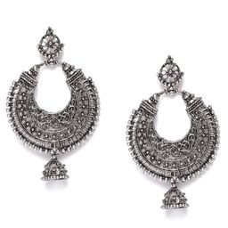 Kord Store Silver-Plated Oxidised Crescent Shaped Chandbalis-42