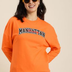 HERE&NOW Pure Cotton Typography Printed Casual Sweatshirt-56