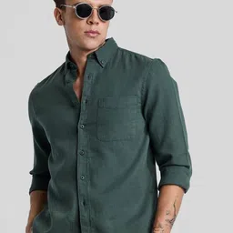 Snitch Men Smart Slim Fit Button-Down Collar Solid Cotton Casual Shirt-image-87