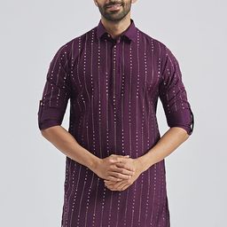 VASTRAMAY Men Polka Dot Printed Pathani Kurta-picture-37