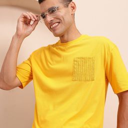Mast & Harbour Drop-Shoulder Sleeves T-shirt with Chest Pocket Detail-image-75