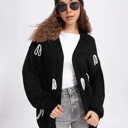 glitchez Chill Knot Detail Longline Front Open Sweater-image-8