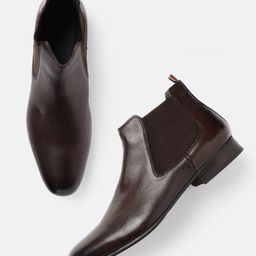 GABICCI Men Coffee Brown Leather Chelsea Boots-picture-18