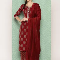 Libas Bandhani Printed Regular Kurta with Palazzos & Dupatta image 2