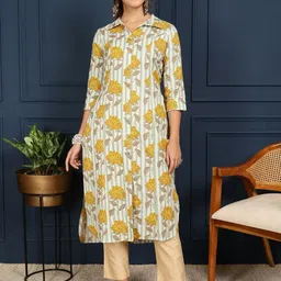 GULMOHAR JAIPUR Floral Printed Straight Kurta-picture-23