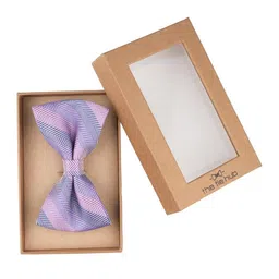 The Tie Hub Men Striped Microfiber Bow Tie-image-71