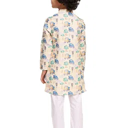 baesd Funny Bones Clothings Boys Printed Regular Linen Kurta with Pyjamas image 2