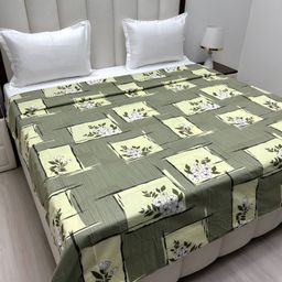 Pure Decor Green & White Floral Printed Pure Cotton King Size Duvet Cover-picture-47