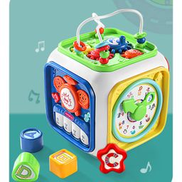 Babyhug All In One Activity Cube Musical Piano With Projector 6 Interactive Side Of Play Shape Sorter Analog Clock Educational Toy - Multicolour-21
