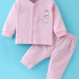 Zero Interlock Full Sleeves Night Suit Penguin Print - Light Pink-picture-36